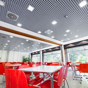 metal suspended ceiling / tile / flame-retardant / perforated