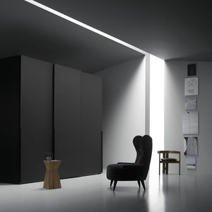 contemporary wardrobe / lacquered wood / glass / sliding door