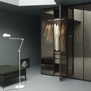 contemporary wardrobe / glass / metal / with swing doors