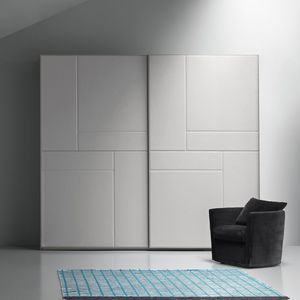 contemporary wardrobe / lacquered wood / ash / leather