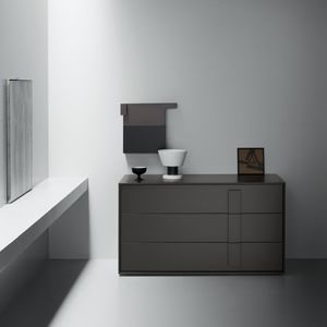 contemporary chest of drawers / lacquered wood / ash / brown