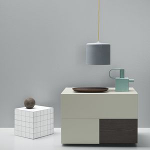 contemporary bedside table / lacquered wood / ash / rectangular