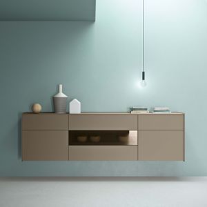 wall-mounted sideboard / contemporary / lacquered wood / brown