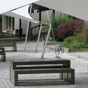 contemporary bench and table set / concrete / outdoor / for public spaces