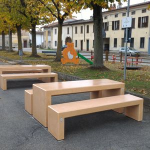 contemporary bench and table set