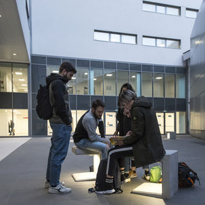 minimalist design public bench