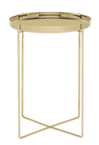 contemporary side table / polished brass / copper / polished stainless steel