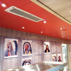 aluminum suspended ceiling / steel / strip / acoustic