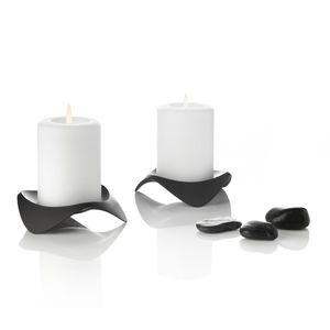 polished stainless steel candle holder