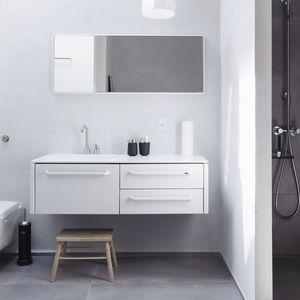 wall-hung washbasin cabinet / Corian® / aluminum / stainless steel