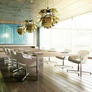 contemporary conference table / wooden / metal / glass