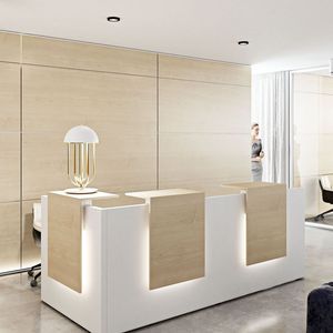 glass reception desk / MDF