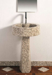 free-standing washbasin / round / Riverstone® / contemporary