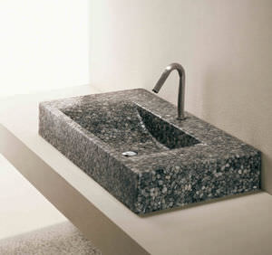 countertop washbasin / rectangular / Riverstone® / contemporary