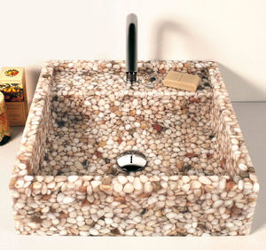 countertop washbasin / square / Riverstone® / contemporary