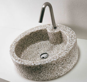 countertop washbasin / round / Riverstone® / contemporary