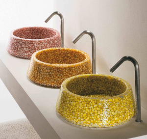 countertop washbasin / round / Riverstone® / contemporary