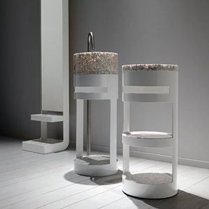 free-standing washbasin / round / stone / contemporary