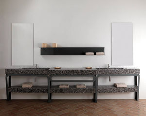 countertop washbasin / rectangular / Riverstone® / contemporary