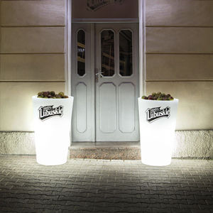 polyethylene garden pot / round / illuminated
