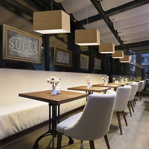 pendant lamp / design / metal / plywood