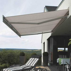 folding-arm awning / manual / motorized / patio