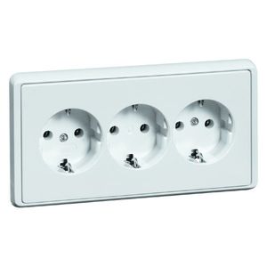 power socket / triple / wall-mounted / contemporary