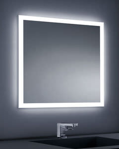 wall-mounted bathroom mirror / illuminated / contemporary / square