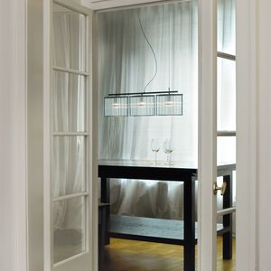 hanging light fixture / LED / rectangular / glass