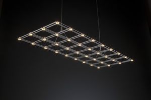 hanging light fixture / LED / rectangular / metal