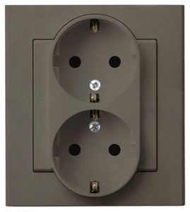 power socket / double / wall-mounted / contemporary