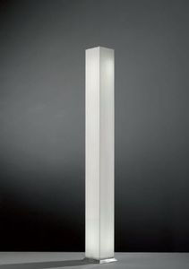 contemporary light column / brushed stainless steel / Plexiglas® / fluorescent tube