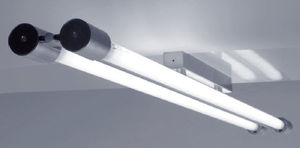 contemporary ceiling light / linear / brushed stainless steel / fluorescent tube