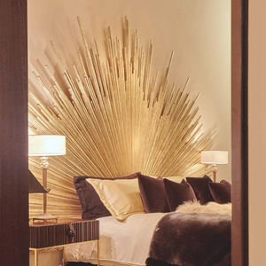 double bed headboard / original design / mahogany