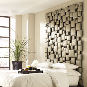 double bed headboard / original design / fabric / upholstered