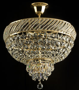 traditional ceiling light / crystal / halogen