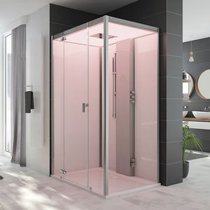 steam shower cubicle / glass / rectangular / with hinged door