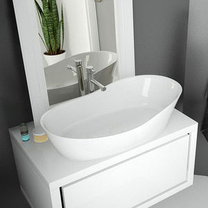 countertop washbasin / oval / ceramic / contemporary