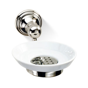 wall-mounted soap dish / nickel / chrome-plated brass / gold-plated brass