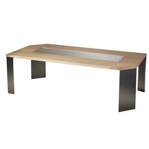 contemporary coffee table / oak / bronze / rectangular