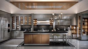 contemporary kitchen / wooden / island / with handles