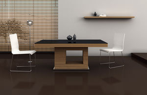 contemporary dining table / wooden / metal / rectangular
