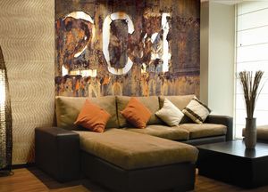 contemporary wallpaper / patterned / metal look / brown