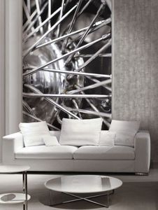 contemporary wallpaper / patterned / metal look / white