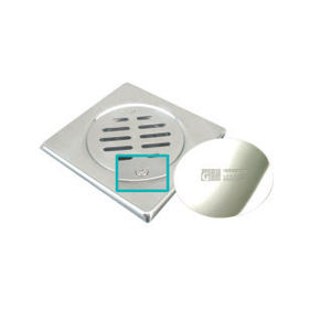 stainless steel floor drain / for public spaces / with horizontal outlet / square
