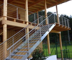 Straight Staircase Inox Design Half Turn Contemporary Stainless Steel Frame