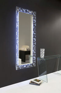 wall-mounted mirror / illuminated / contemporary / rectangular