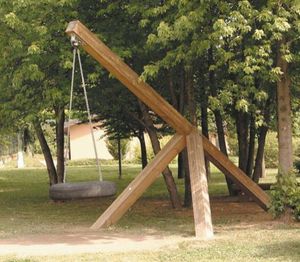 steel swing / galvanized steel / wooden / playground