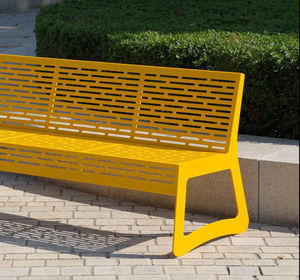 public bench / contemporary / stainless steel / with backrest