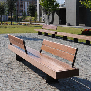 public bench / contemporary / wooden / metal